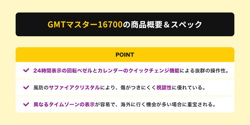 ロレックスGMTマスター16700の商品概要＆スペック