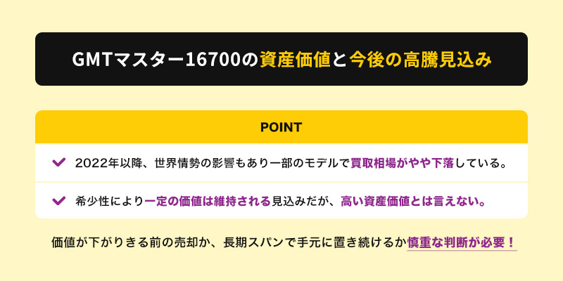 【予測】ロレックスGMTマスター16700の資産価値と今後の高騰見込みは？